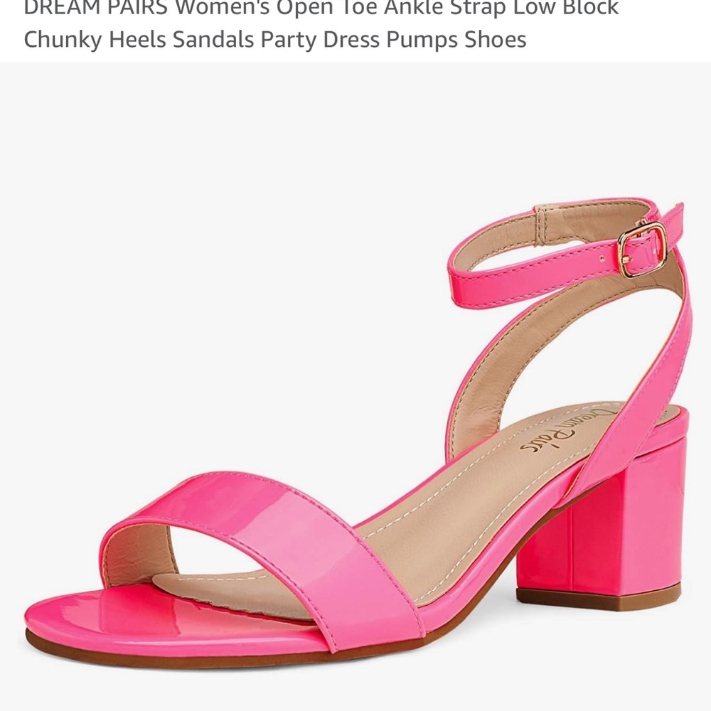 Vibrant Pink Block Heel Sandals with Glossy Finish